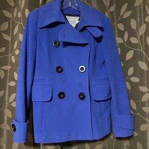 Marvin Richards Double-Breasted Peacoat in Royal Blue